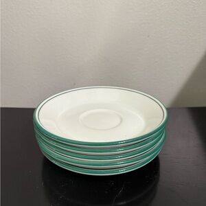 Steelite International  Set of 5 Green Rim Coffee Tea Saucer